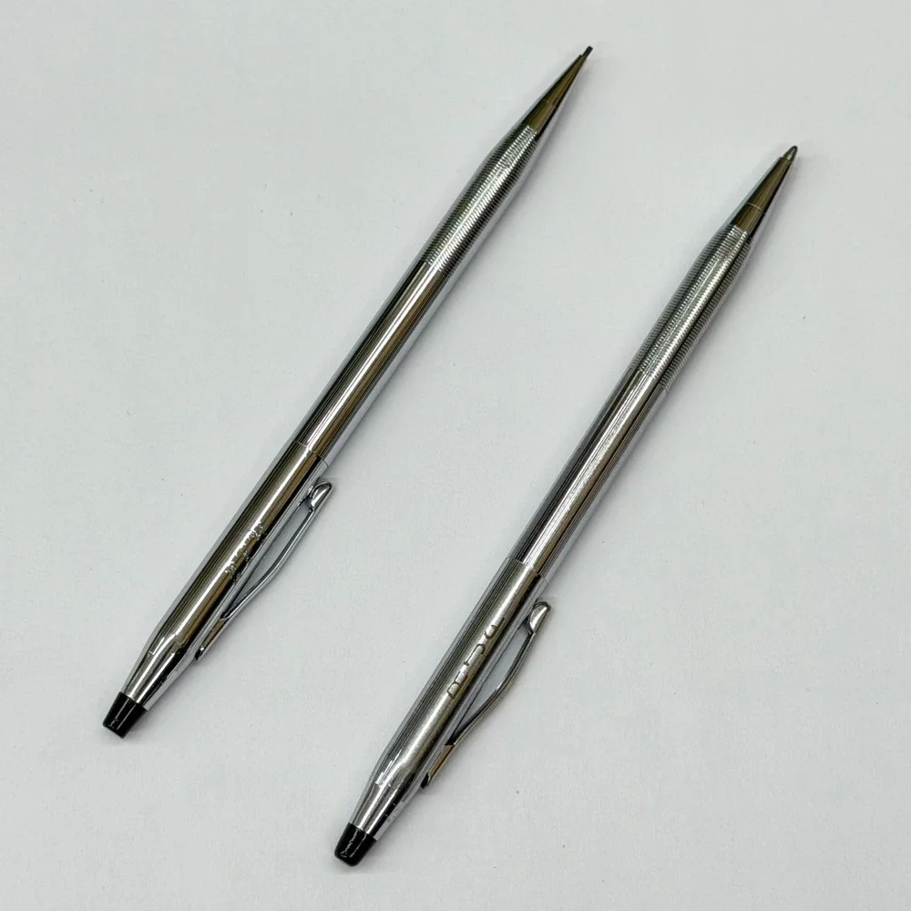 Vintage Cross Century Lustrous Chrome Ballpoint‎ Pen and Pencil Set RJF USA